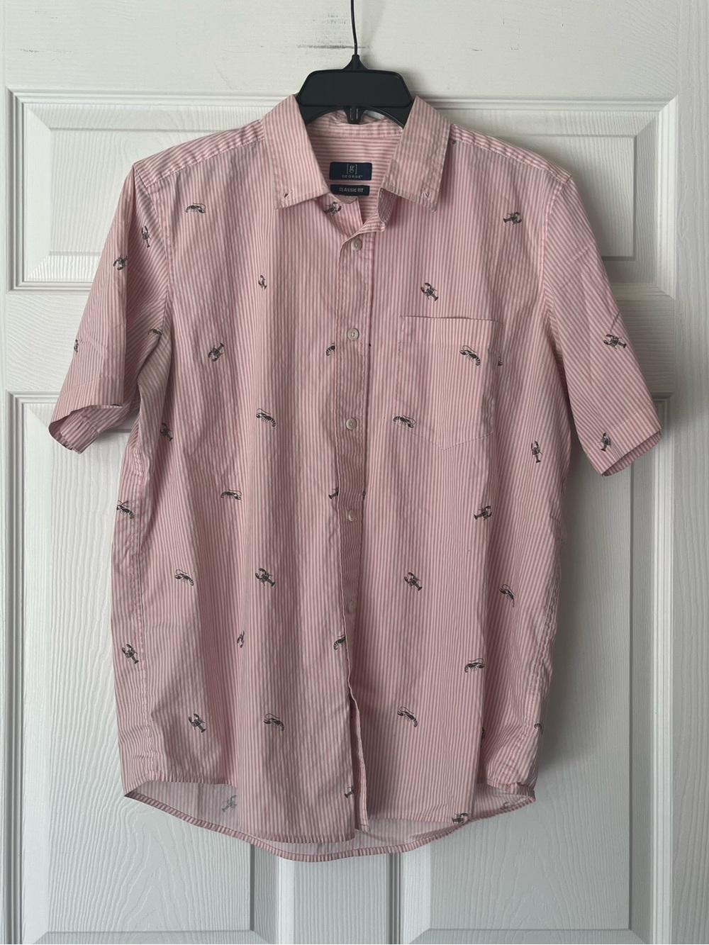 George Striped Lobster Short Sleeve Button Down Shirt